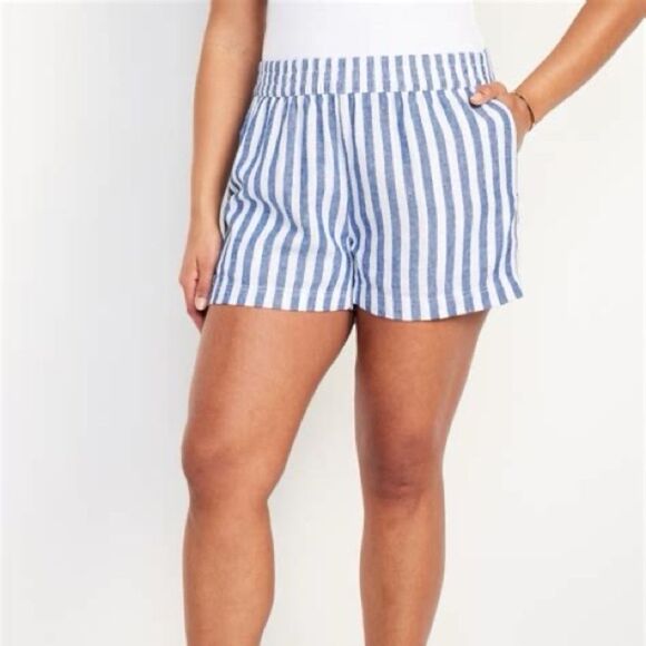 Old Navy Linen-Blend Striped Shorts – Girls Size XXL (18) - Picture 3 of 12